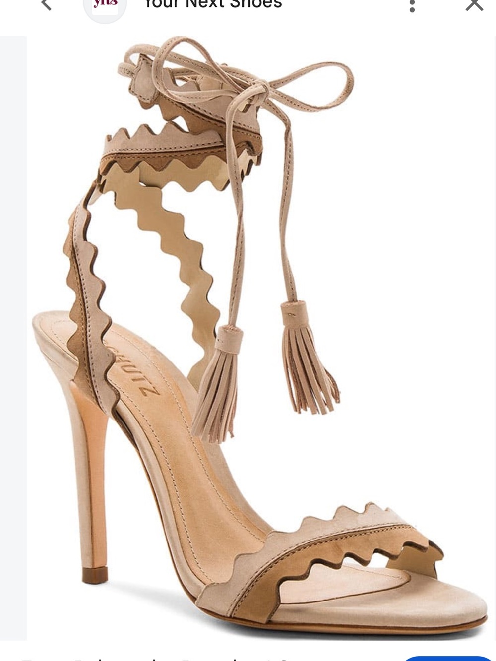 SCHUTZ Beige Scalloped Lace-Up Tassel High Heels